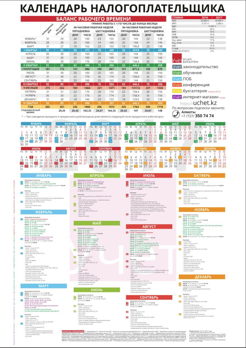 Календарь бухгалтера год